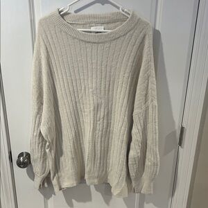 Aerie Cozy Cream Ribbed Sweater